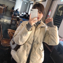 Europe station 2020 Winter new drawing rope to collect waist and cotton coat jacket woman short Korean version light and thin bread cotton clothing