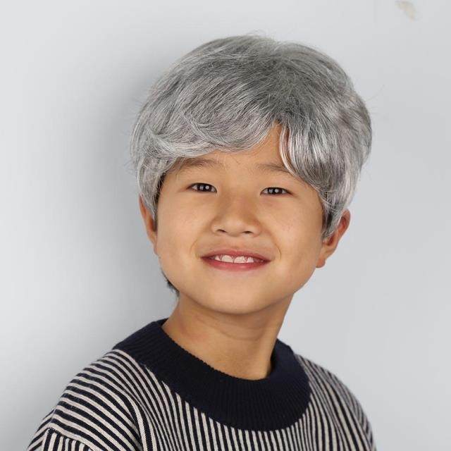 儿童舞台表演假发扮演老爷爷老年人老头花白头发男童银白色灰白发