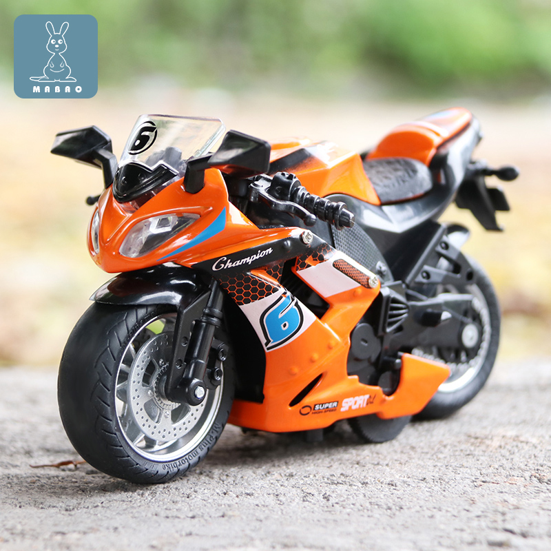 Simulation alloy pullback motorcycle toy model baby sound and light children's toys Racing boy gift car