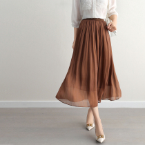 FENPERATE retro curl 100 hitch a half body dress female spring and summer new flutter elegant French snowspun medium long dress