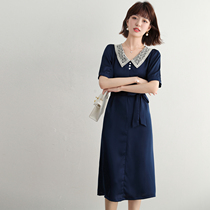 FENPERATE French style elegant lace hollowed-out one-piece dress 2022 Summer new temperament Lace With Slim Fit