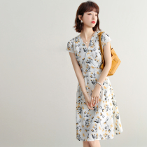 FENPERATE French style Elegant Minus age Wrap Skirt Woman 2022 Summer Lean Fashion Ladies Wind Crummy Dress