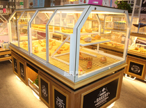 Bread cabinet cake glass display cabinet curved side cabinet iron display cabinet biscuit pastry cabinet solid wood customization