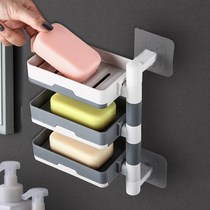 Multifunctional soap box multi-layer multi-layer soap box holder three-layer vertical non-hole wall soap holder