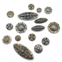 Dongguan broken copper classic cross flower cloth buckle collection handmade leather goods leather carving personalized clothing pure copper decorative buckle