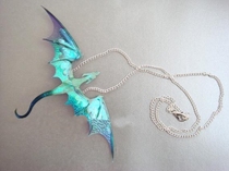 British Purple hand-made Gothic punk fun chic art blue-Purple rainbow dragon necklace