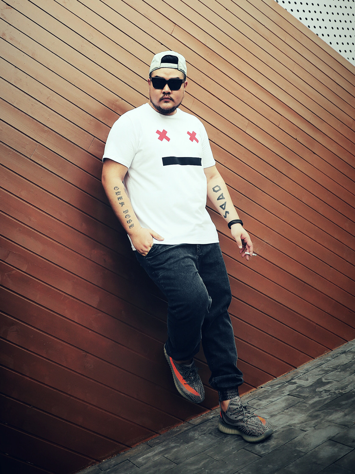 『x face』韩版大号肥夏潮胖胖男全棉半袖圆领印花t恤