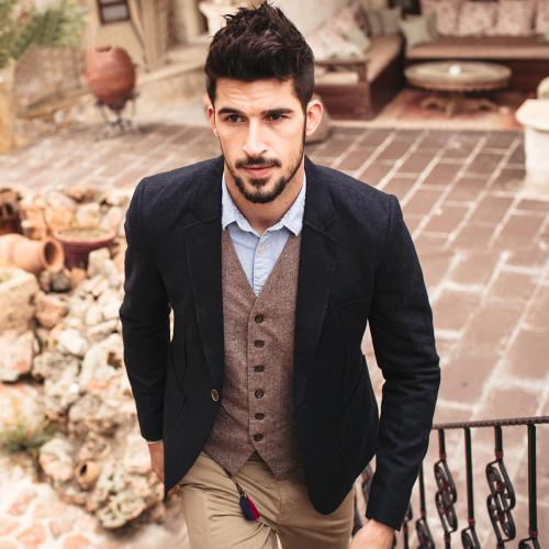 simwood简木男装春装欧美男士散边混羊毛西装男修身翻领简约西服