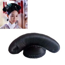 Ancient costume wig photo studio bride Xiuhe pan hair head Republic of China style hair bun Qing Dynasty court GEFU Jin flag head