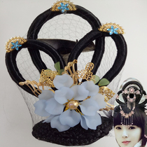 Ancient costume wig flying fairy wig Dunhuang costume styling hair bag wig stick flying hair bun