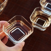 Japanese-style heat-resistant glass thickened square Small teacup tea cup wine cup Master Cup green tea cup Kung Fu Tea Ware