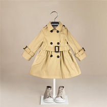 Girls and girls baby cotton British windbreaker coat mid-length childrens princess windbreaker foreign style double-breasted Korean version of the tide