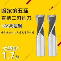Harbin Wuhuan straight shank end mill two-edged black keyway end mill 2 double-edged 46 8 10 12 16 20mm