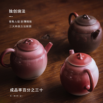 Nazhou green glaze firewood burning Fulu pot ancient method of falling ash gourd pot with ball hole (one thing and one shot are different)