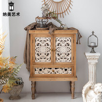 Country retro American sideboard high cabinet locker cabinet small apartment home living room homestay creative carved decoration cabinet