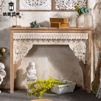 French American retro solid wood fireplace villa home do old carved mantel living room wedding photography props