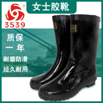 3539 Xiongjun water boots rain shoes female midcylinder rain boots low help anti-slip rubber shoes black rubber workout rain boots