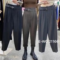 Woolen pants children autumn and winter ankle-length pants 2021 new suit pants high waist slim Haren pants radish casual pants
