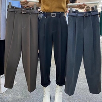 Womens high waist slim Harlan radish pants ankle-length pants 2021 new autumn and winter loose Korean casual pants
