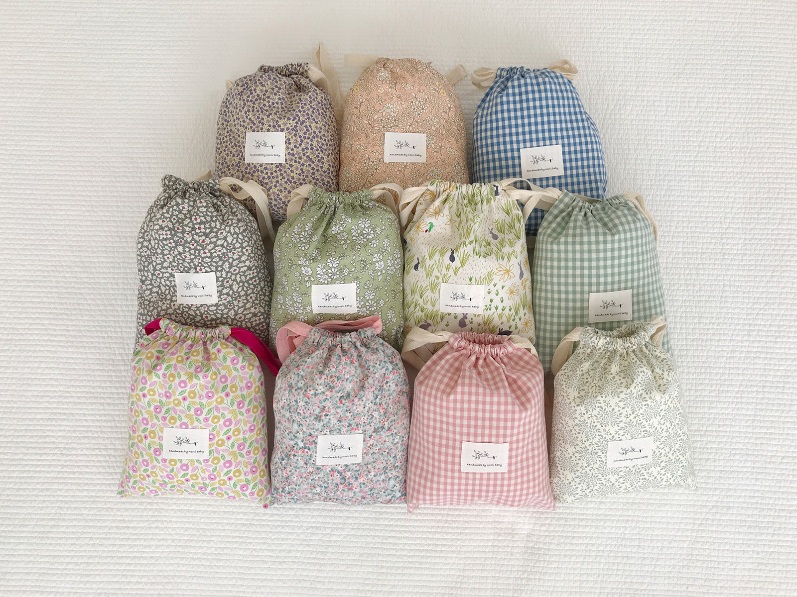 韩国小清新碎花纯棉抽口抽绳束口多功能整理旅行居家收纳布袋小号