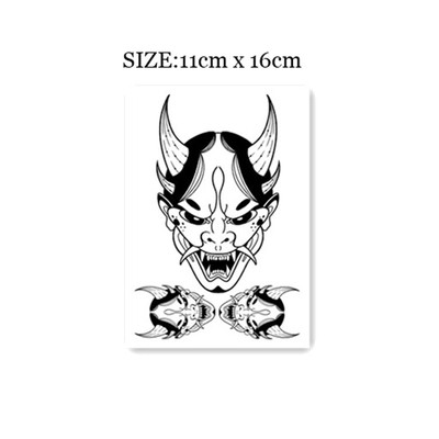 花臂少女tattoo x173 暗黑黑白线条般若 班诺 手背黑白复古纹身贴