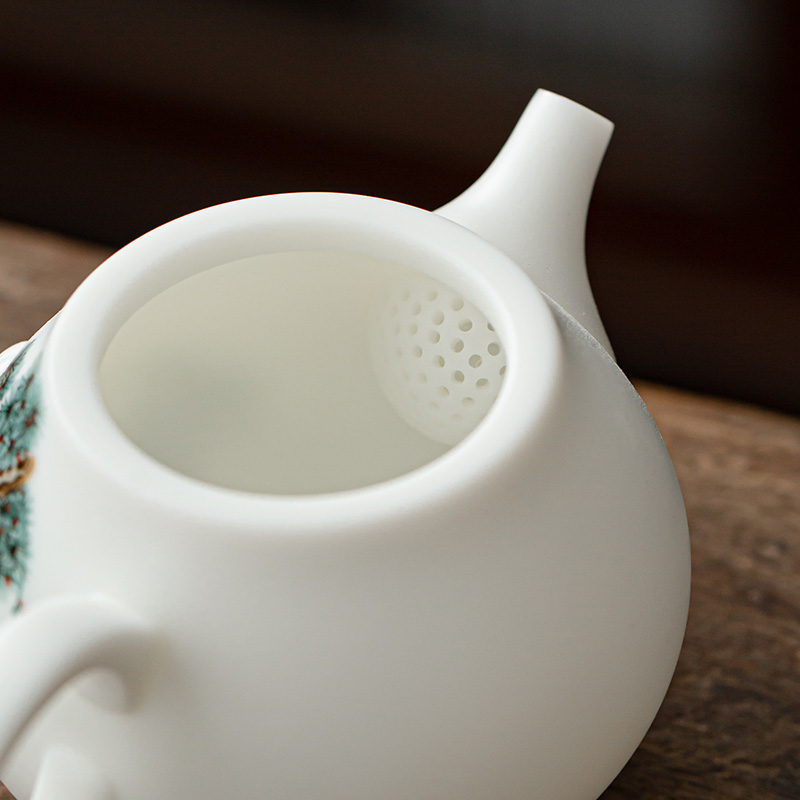 Tang Feng suet jade single pot home office teapot ceramic filter kung fu tea to implement simple hand grasp pot