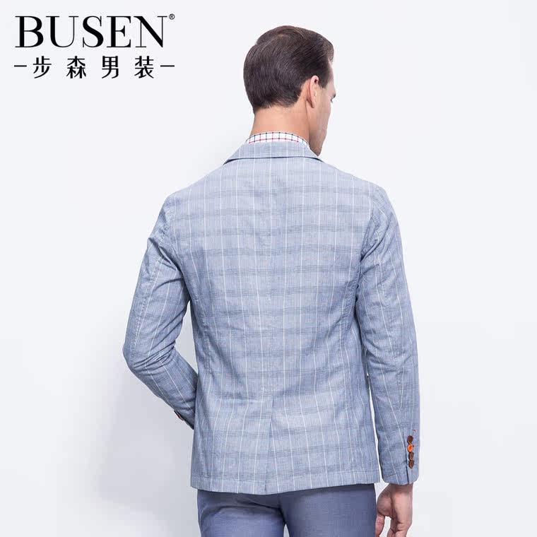 Busen/步森2015秋新品 男士亚麻休闲单西纯色半里便西服24142148