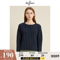Eveli cardigan womens new Korean round neck striped fashion long-sleeved sweater womens wool sweater women