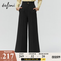 (the same style in the mall)Evelis new winter casual pants black high waist wide leg pants 1AA350241