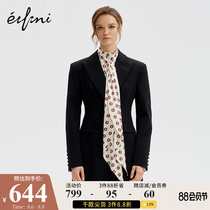 Eveli suit womens top new winter black mid-length professional one-button blazer women