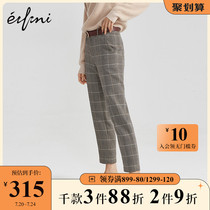 Eveli straight pants professional pants womens new autumn suit pants womens cigarette tube pants plaid casual pants women
