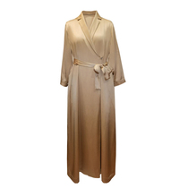 The owners homemade LP long nightgown female 100%mulberry silk simple atmosphere light gold high-end robe
