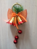 Gold red plated solid Christmas double bell 35 * 18 cm #6971