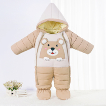 Baby winter thickened jumpsuit outer clothing newborn newborn baby holding down cotton coat warm foot suit