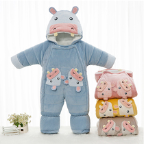 Baby winter clothes thick warm bag feet jumpsuit baby clothes Baby Clothes Clothes Clothes newborn hug suit