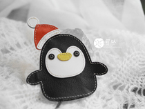 (Little Island Hand-made) (Little Penguin) Hand-sewn Goatskin Key Bag Moe Bag Hanging Car Hanging