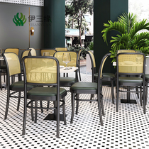 Solid Wood Catering Shop Burger shop Rattan Dining Chair Chain Restaurant Chinese Style Wind Hotel Southeast Asia Café Hall