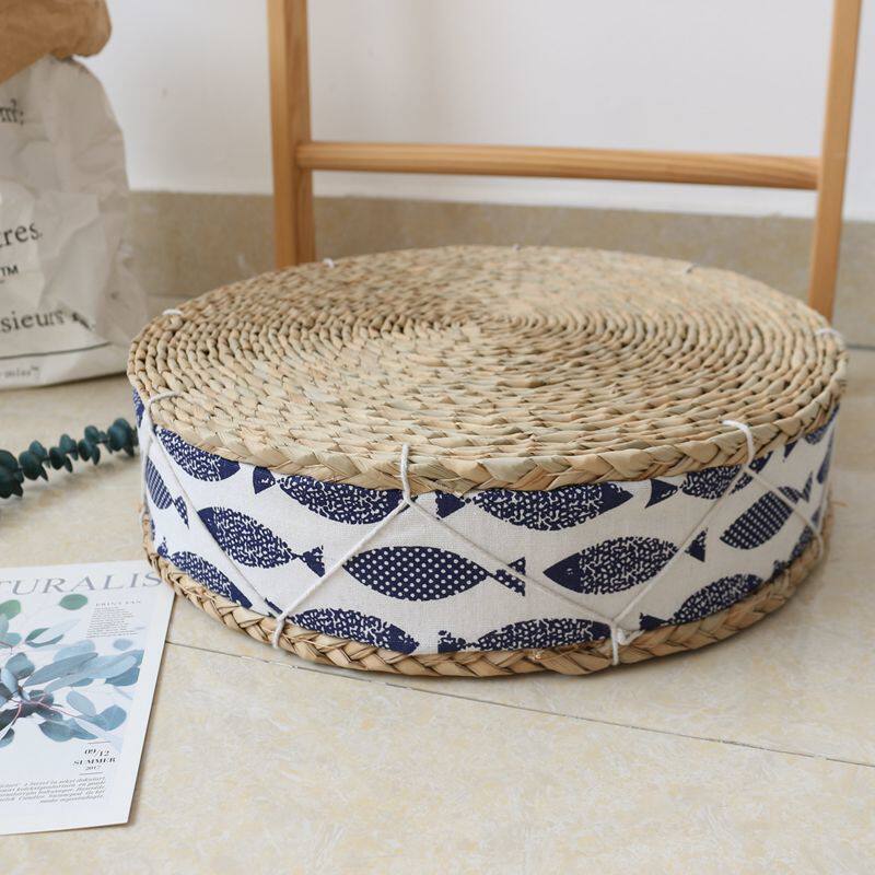 手工草编布艺蒲团坐垫榻榻米飘窗坐垫加厚茶道禅修打坐瑜伽垫子