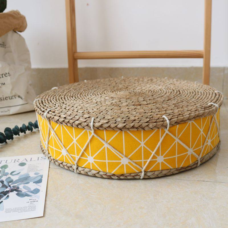 手工草编布艺蒲团坐垫榻榻米飘窗坐垫加厚茶道禅修打坐瑜伽垫子