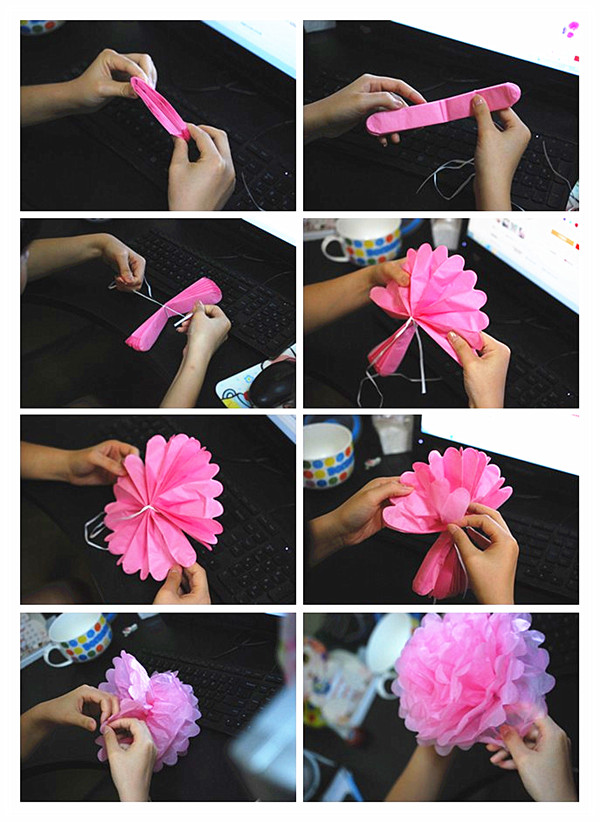 我结婚欧美婚礼装饰纸花球生日节日派对彩色花球布置花球20cm