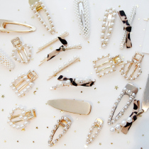 Hairclip female side Korean Pearl Net red hair card cute banghai girl Hyuna clip one-word clip headdress edge clip