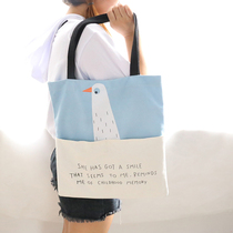 Korean version of literary hipster canvas handbag student shoulder bag large canvas bag simple womens bag Hand bag