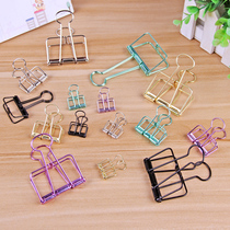 Simple metal hollow long tail clip creative stationery Handbook cute color Office documents dovetail clip test paper clip
