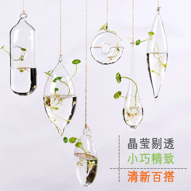 Creative hanging transparent glass vase small hanging bottle hydroponic flower indoor gardening home decoration bottle plant set Creative hanging transparent glass vase small hanging bottle hydroponic flower indoor gardening home decoration bottle plant set