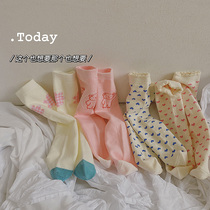 Girl Socks Spring Autumn New Candy Color Midbarrel Socks Yingren Tide Fan cotton socks Breathable Short Socks Children Straight Stocking Socks