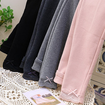 Girl Beats Bottom Pants 2021 Autumn Winter Dress New Lace Bow Tie Casual Pants Han Edition Foreign Air Children Long Pants Pants