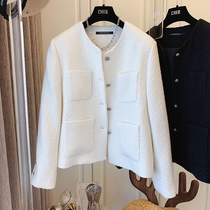 DHR French retro loose tweed temperament elegant socialite woven jacket short top 2021 early autumn