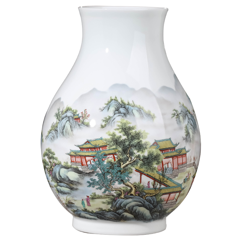 Jingdezhen landscape gulp keep lucky bamboo ceramic vase furnishing articles flower arranging rich ancient frame sitting room adornment egg - shell China