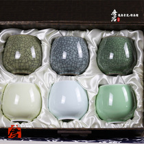 Dragon Springs Green Porcelain Six Color Drum Personal Office Tea Cup With Handcup Six Colors Custom Creative Gift Ceramic Tea Set