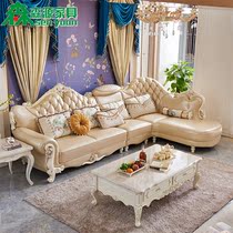 European-style sofa fabric combination living room fashion leather cloth set size apartment luxury modern solid wood furniture